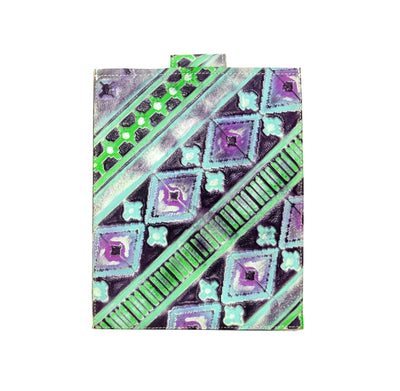 13'' Tablet Sleeve - Brindle w/ 90's Party Navajo-13'' Tablet Sleeve-Western-Cowhide-Bags-Handmade-Products-Gifts-Dancing Cactus Designs