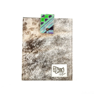 13'' Tablet Sleeve - Brindle w/ 90's Party Navajo-13'' Tablet Sleeve-Western-Cowhide-Bags-Handmade-Products-Gifts-Dancing Cactus Designs