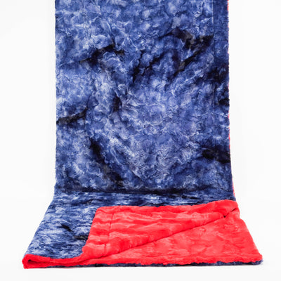 Adult Sized Minky Blanket - Cardinal Hide w/ Navy Galaxy-Adult Sized Minky Blanket-Western-Cowhide-Bags-Handmade-Products-Gifts-Dancing Cactus Designs