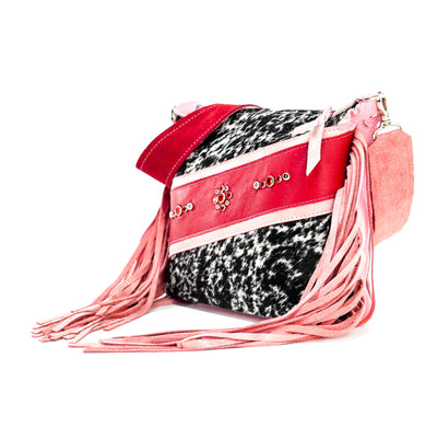 Annie - Black & White w/ Red Leather-Annie-Western-Cowhide-Bags-Handmade-Products-Gifts-Dancing Cactus Designs