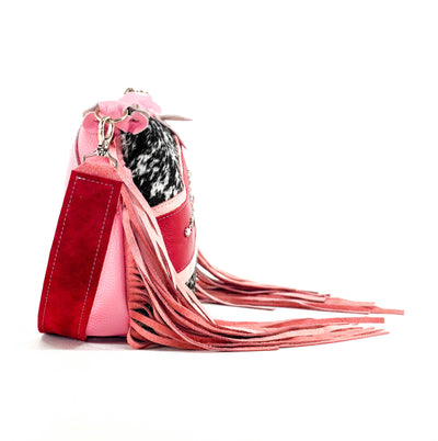 Annie - Black & White w/ Red Leather-Annie-Western-Cowhide-Bags-Handmade-Products-Gifts-Dancing Cactus Designs