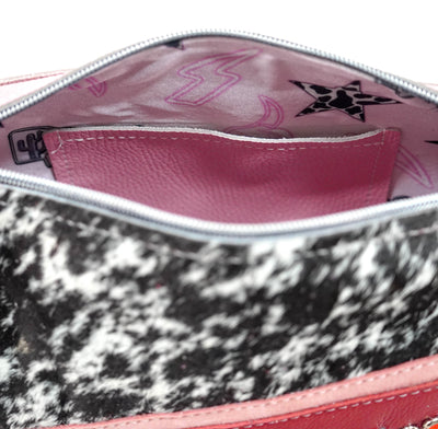 Annie - Black & White w/ Red Leather-Annie-Western-Cowhide-Bags-Handmade-Products-Gifts-Dancing Cactus Designs