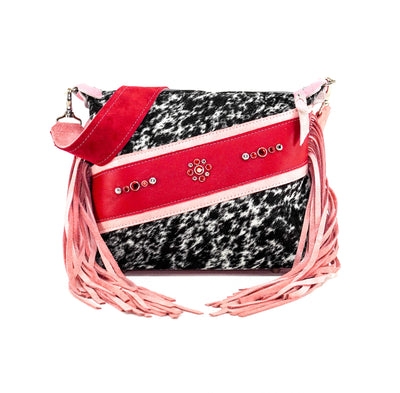 Annie - Black & White w/ Red Leather-Annie-Western-Cowhide-Bags-Handmade-Products-Gifts-Dancing Cactus Designs