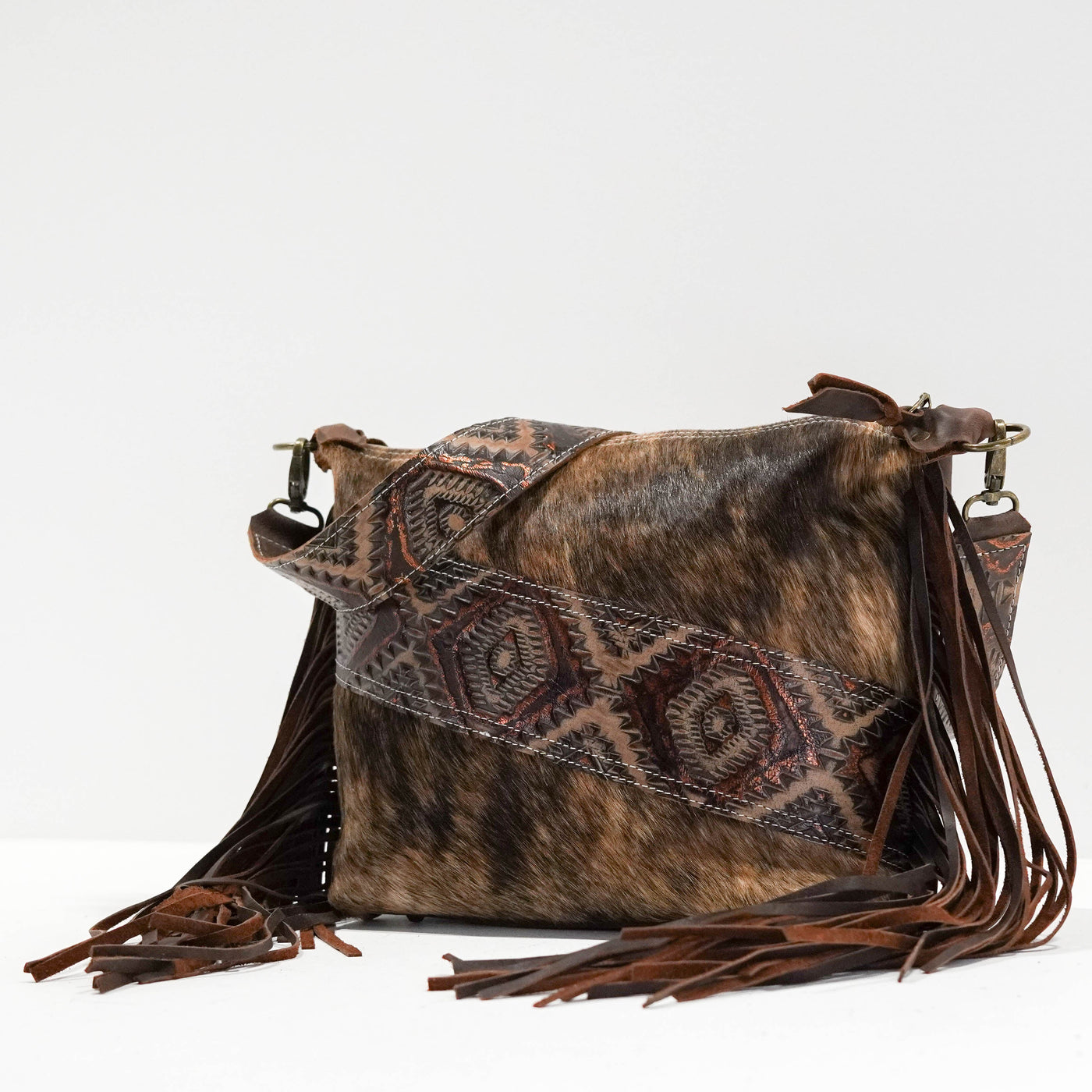 Annie - Brindle w/ Bronzed Aztec-Annie-Western-Cowhide-Bags-Handmade-Products-Gifts-Dancing Cactus Designs