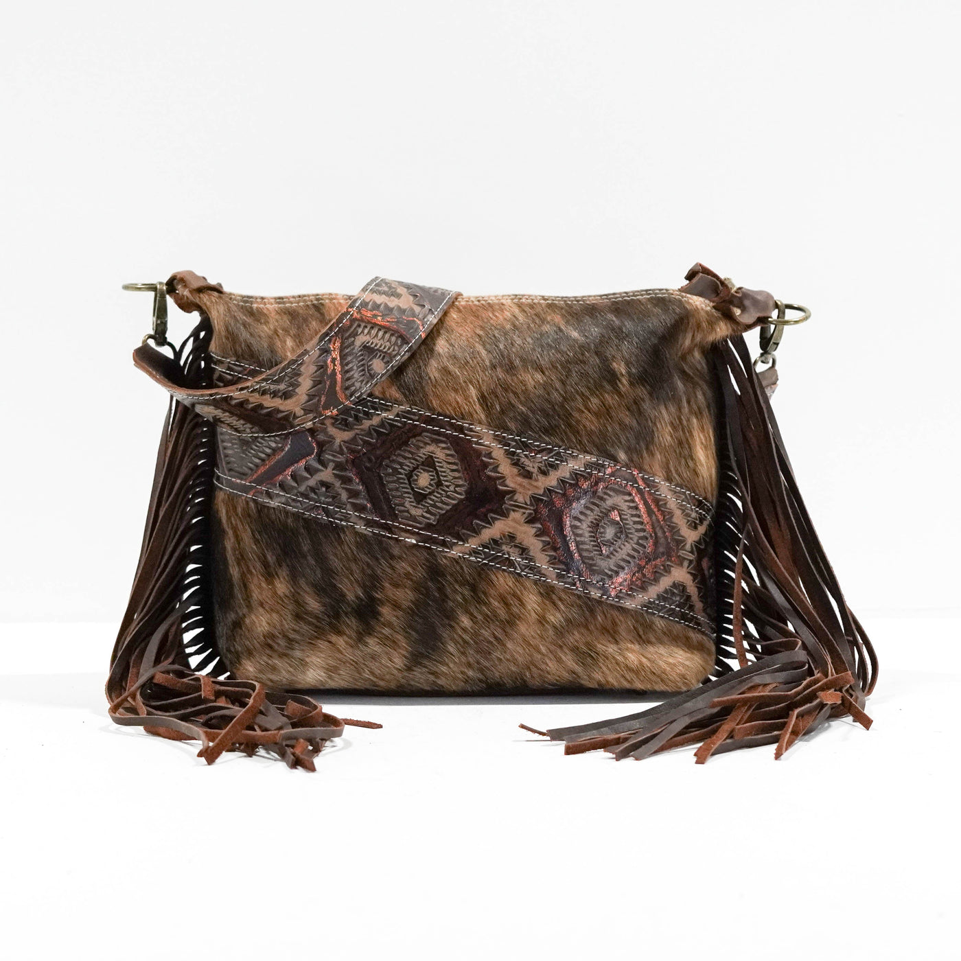 Annie - Brindle w/ Bronzed Aztec-Annie-Western-Cowhide-Bags-Handmade-Products-Gifts-Dancing Cactus Designs