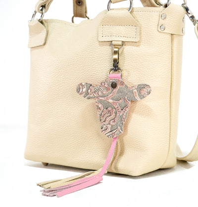 Bag Charm - All Embossed w/ Rose Gold Tool-Bag Charm-Western-Cowhide-Bags-Handmade-Products-Gifts-Dancing Cactus Designs