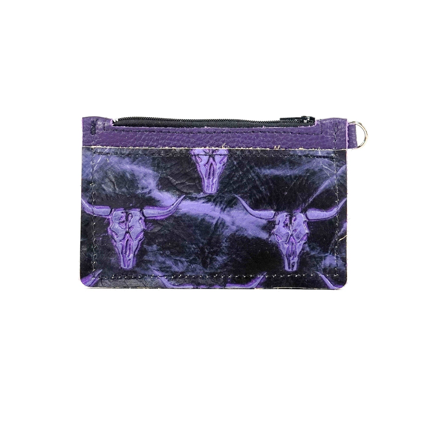 Bandit Wallet - All Embossed w/ Midnight Rain Skulls-Bandit Wallet-Western-Cowhide-Bags-Handmade-Products-Gifts-Dancing Cactus Designs