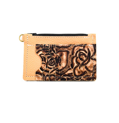 Bandit Wallet - Brindle w/ Toasted Roses-Bandit Wallet-Western-Cowhide-Bags-Handmade-Products-Gifts-Dancing Cactus Designs