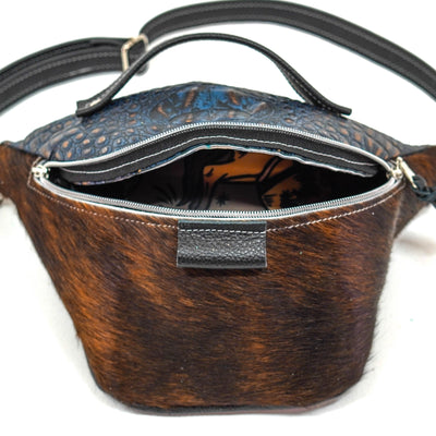 Bum Bag - Dark Brindle w/ Midnight Croc-Bum Bag-Western-Cowhide-Bags-Handmade-Products-Gifts-Dancing Cactus Designs