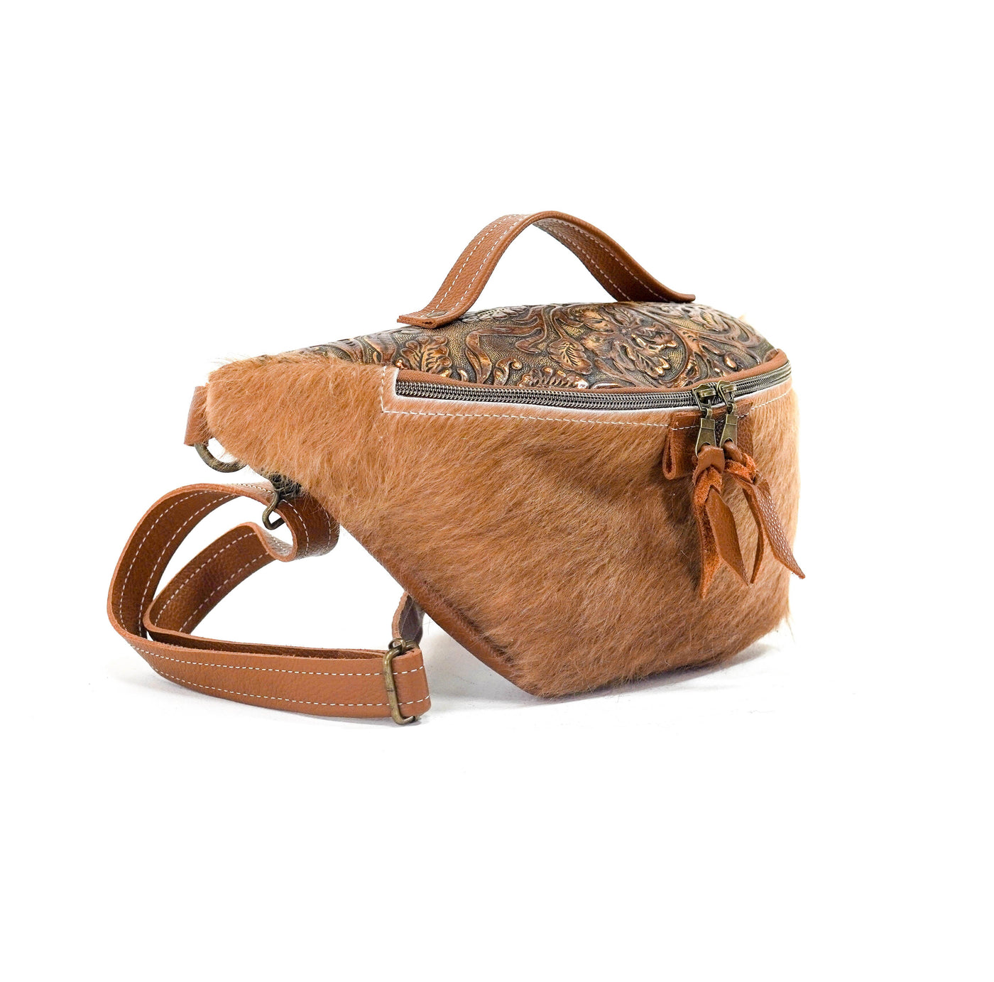 Bum Bag - Light Brindle w/ Wyoming Tool-Bum Bag-Western-Cowhide-Bags-Handmade-Products-Gifts-Dancing Cactus Designs