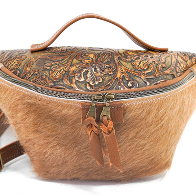 Bum Bag - Light Brindle w/ Wyoming Tool-Bum Bag-Western-Cowhide-Bags-Handmade-Products-Gifts-Dancing Cactus Designs