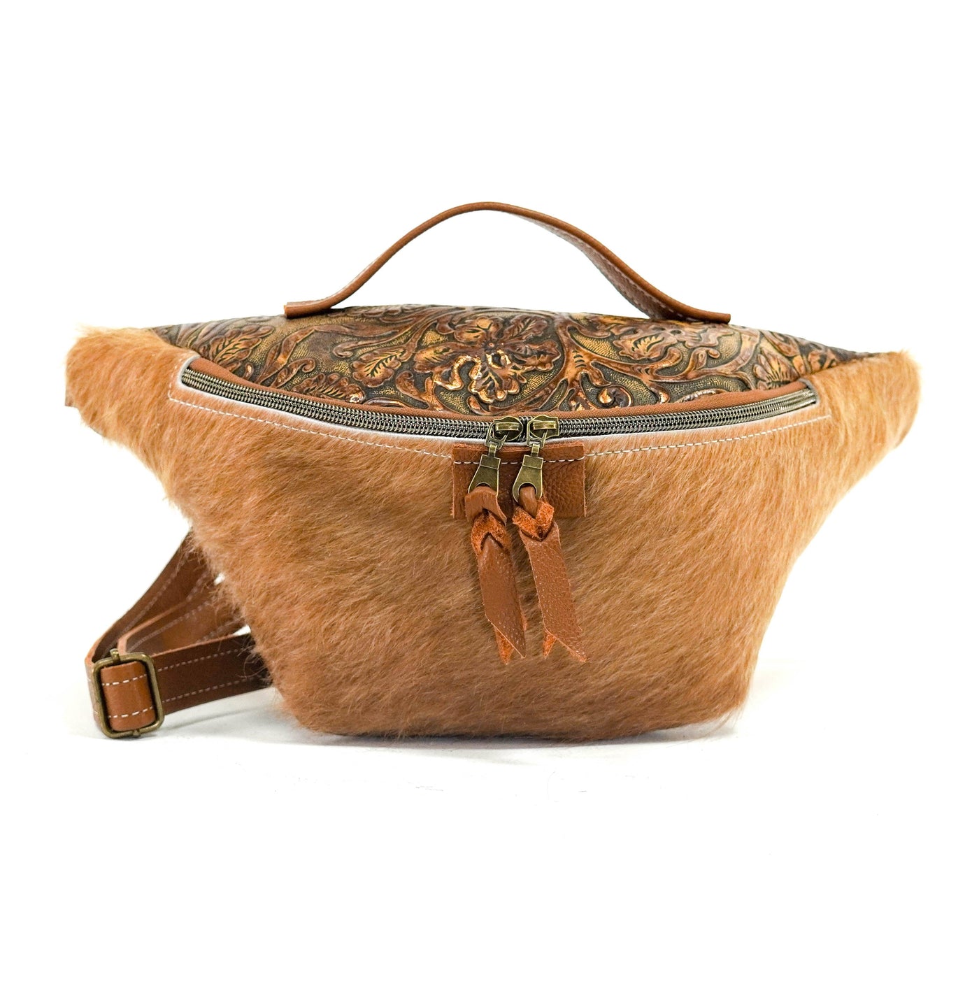 Bum Bag - Light Brindle w/ Wyoming Tool-Bum Bag-Western-Cowhide-Bags-Handmade-Products-Gifts-Dancing Cactus Designs