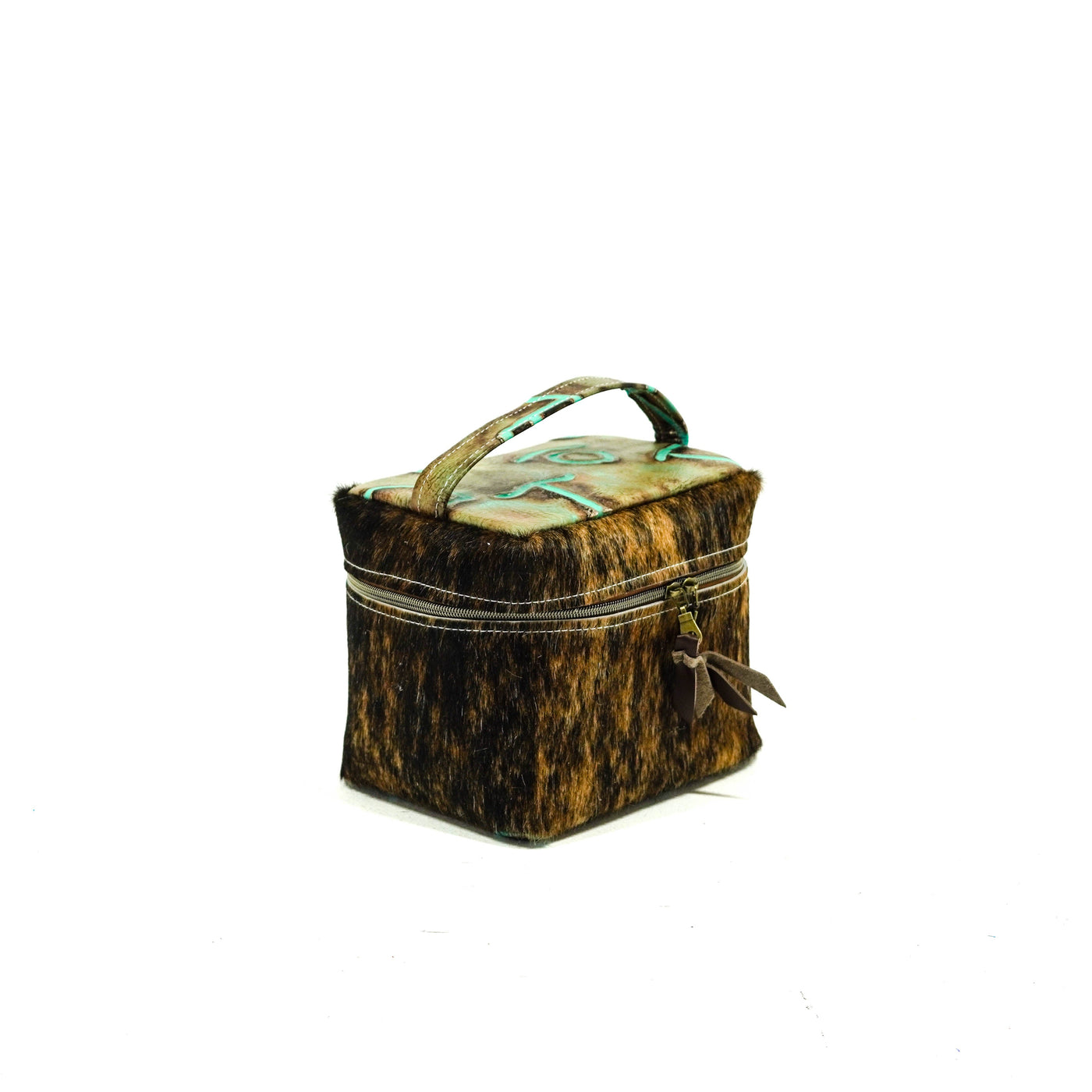 Caboose - Exotic Brindle w/ Turquoise Brands-Caboose-Western-Cowhide-Bags-Handmade-Products-Gifts-Dancing Cactus Designs