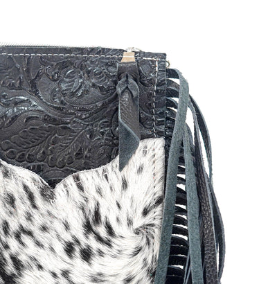 Carrie - Black & White w/ Onyx Tool-Carrie-Western-Cowhide-Bags-Handmade-Products-Gifts-Dancing Cactus Designs