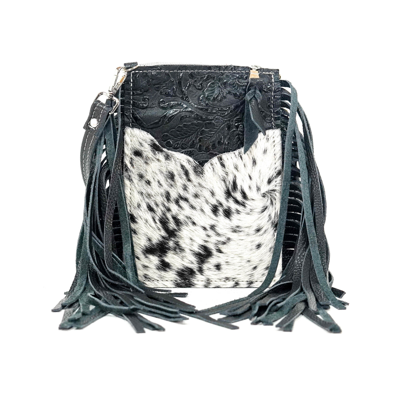 Carrie - Black & White w/ Onyx Tool-Carrie-Western-Cowhide-Bags-Handmade-Products-Gifts-Dancing Cactus Designs