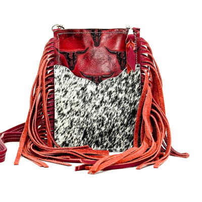 Carrie - Black & White w/ Red Skulls-Carrie-Western-Cowhide-Bags-Handmade-Products-Gifts-Dancing Cactus Designs