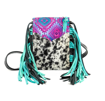 Carrie - Black & White w/ Rio Aztec-Carrie-Western-Cowhide-Bags-Handmade-Products-Gifts-Dancing Cactus Designs