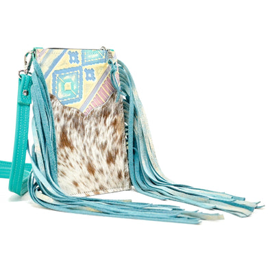Carrie - Chocolate & White w/ Encanto Navajo-Carrie-Western-Cowhide-Bags-Handmade-Products-Gifts-Dancing Cactus Designs
