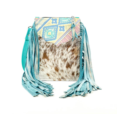 Carrie - Chocolate & White w/ Encanto Navajo-Carrie-Western-Cowhide-Bags-Handmade-Products-Gifts-Dancing Cactus Designs