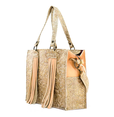 Clerk - All Embossed w/ Golden Tool-Clerk-Western-Cowhide-Bags-Handmade-Products-Gifts-Dancing Cactus Designs