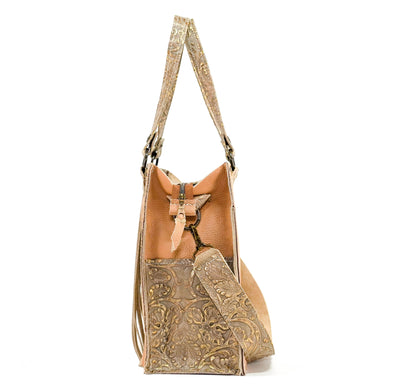 Clerk - All Embossed w/ Golden Tool-Clerk-Western-Cowhide-Bags-Handmade-Products-Gifts-Dancing Cactus Designs