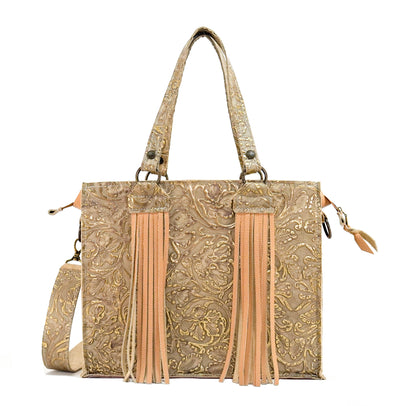 Clerk - All Embossed w/ Golden Tool-Clerk-Western-Cowhide-Bags-Handmade-Products-Gifts-Dancing Cactus Designs