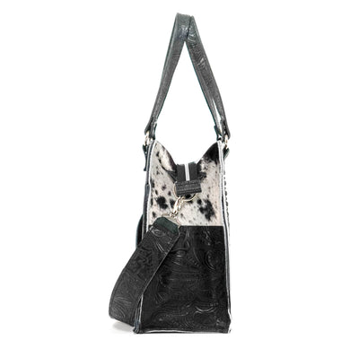 Clerk - Black & White w/ Onyx Denver Tool-Clerk-Western-Cowhide-Bags-Handmade-Products-Gifts-Dancing Cactus Designs