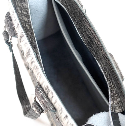 Clerk - Black & White w/ Smoke Show Croc-Clerk-Western-Cowhide-Bags-Handmade-Products-Gifts-Dancing Cactus Designs