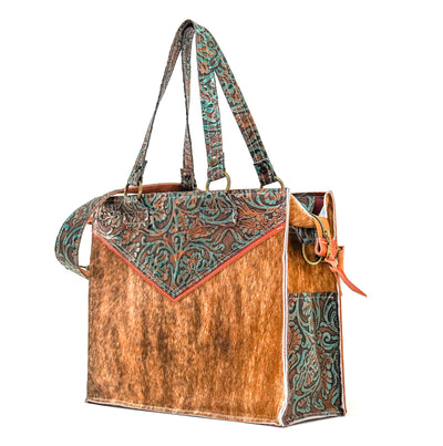 Clerk - Brindle w/ Evergreen tool-Clerk-Western-Cowhide-Bags-Handmade-Products-Gifts-Dancing Cactus Designs
