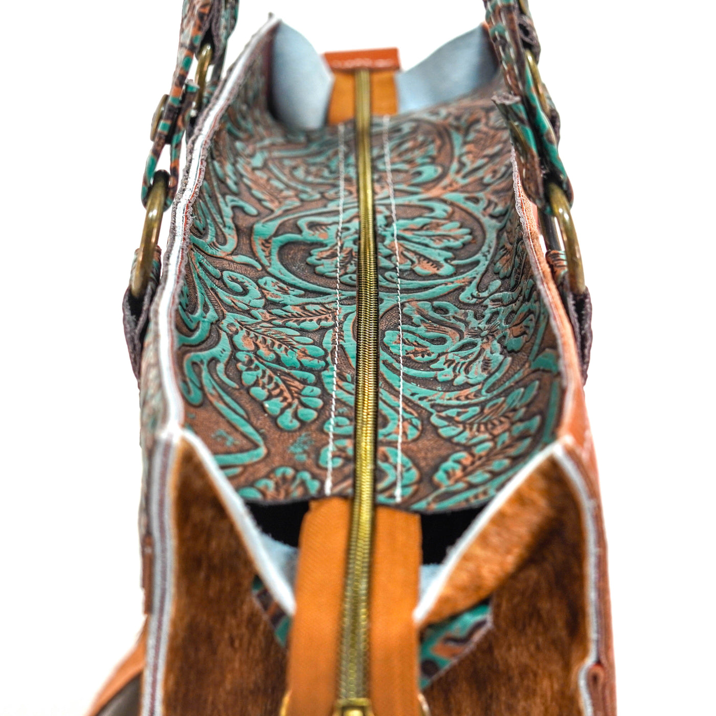 Clerk - Brindle w/ Evergreen tool-Clerk-Western-Cowhide-Bags-Handmade-Products-Gifts-Dancing Cactus Designs