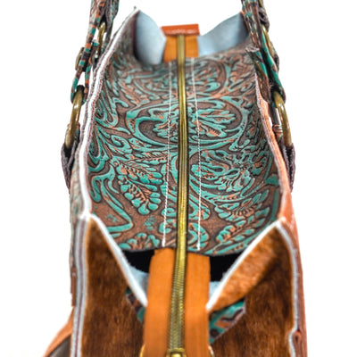 Clerk - Brindle w/ Evergreen tool-Clerk-Western-Cowhide-Bags-Handmade-Products-Gifts-Dancing Cactus Designs