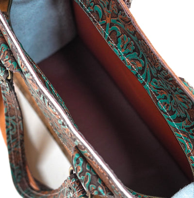 Clerk - Brindle w/ Evergreen tool-Clerk-Western-Cowhide-Bags-Handmade-Products-Gifts-Dancing Cactus Designs