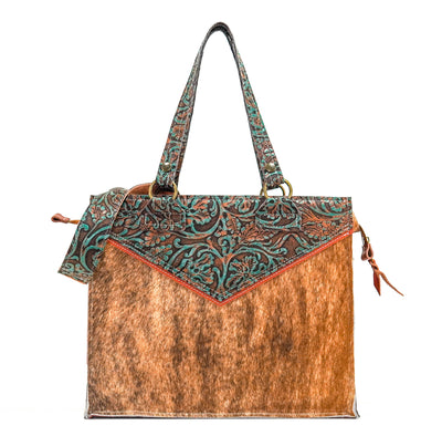 Clerk - Brindle w/ Evergreen tool-Clerk-Western-Cowhide-Bags-Handmade-Products-Gifts-Dancing Cactus Designs