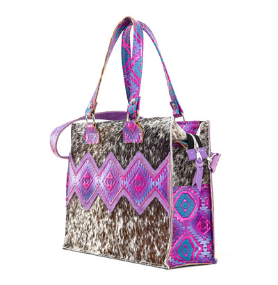 Clerk - Chocolate & White w/ Rio Aztec-Clerk-Western-Cowhide-Bags-Handmade-Products-Gifts-Dancing Cactus Designs