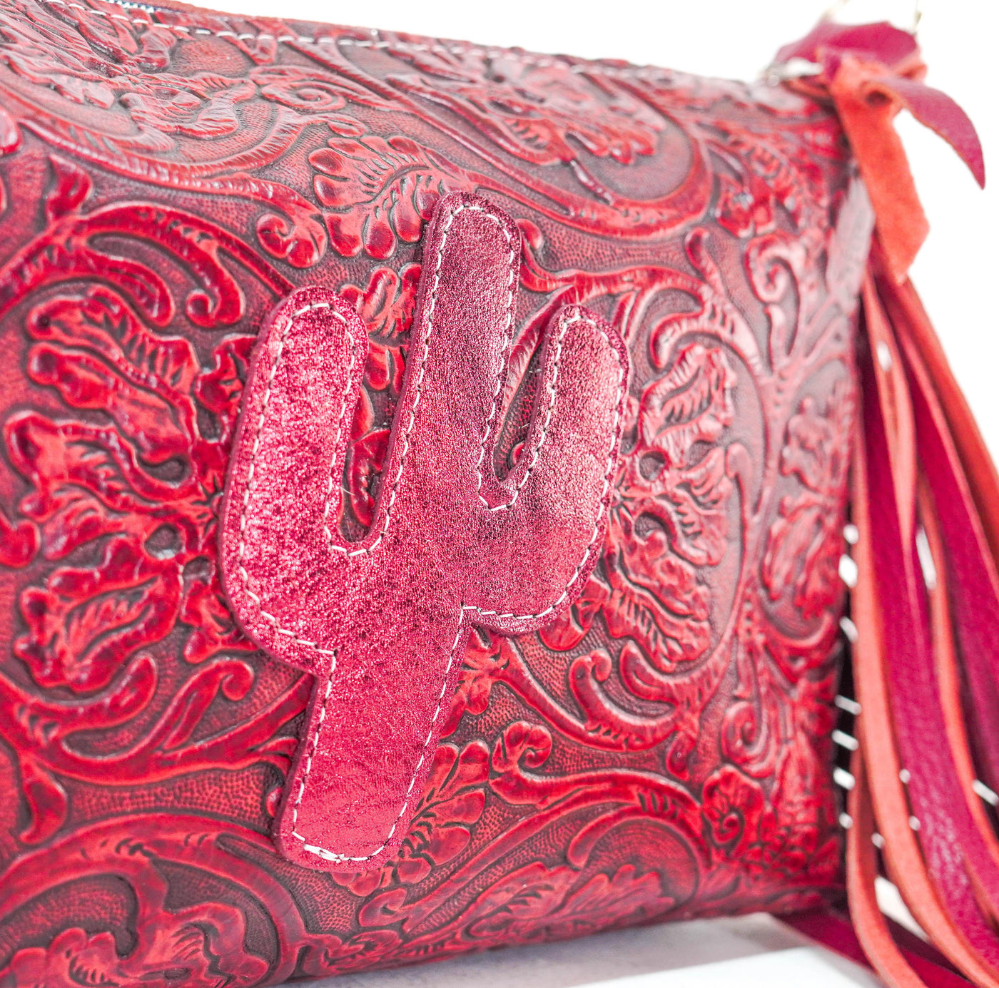 Cosmic Cowgirl - All Embossed w/ Red Tool-Cosmic Cowgirl-Western-Cowhide-Bags-Handmade-Products-Gifts-Dancing Cactus Designs