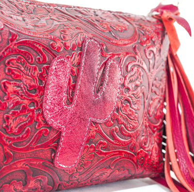 Cosmic Cowgirl - All Embossed w/ Red Tool-Cosmic Cowgirl-Western-Cowhide-Bags-Handmade-Products-Gifts-Dancing Cactus Designs