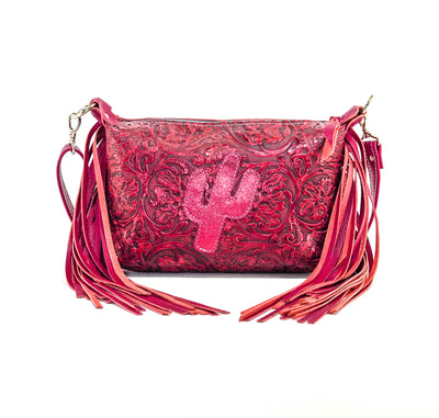 Cosmic Cowgirl - All Embossed w/ Red Tool-Cosmic Cowgirl-Western-Cowhide-Bags-Handmade-Products-Gifts-Dancing Cactus Designs