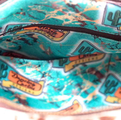 Duffel - Black & White w/ Turquoise tool-Duffel-Western-Cowhide-Bags-Handmade-Products-Gifts-Dancing Cactus Designs
