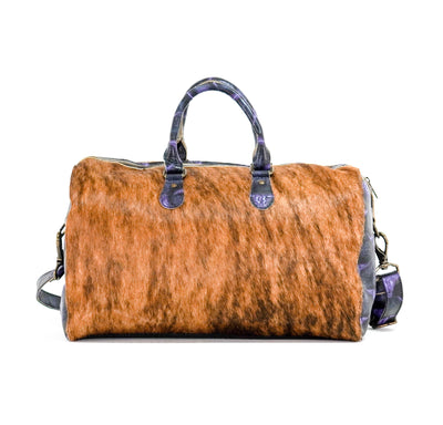 Duffel - Brindle w/ Midnight Rain Skulls-Duffel-Western-Cowhide-Bags-Handmade-Products-Gifts-Dancing Cactus Designs