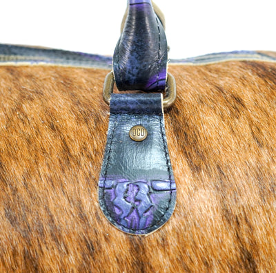 Duffel - Brindle w/ Midnight Rain Skulls-Duffel-Western-Cowhide-Bags-Handmade-Products-Gifts-Dancing Cactus Designs