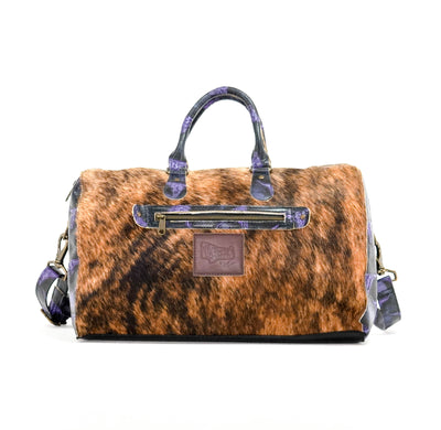Duffel - Brindle w/ Midnight Rain Skulls-Duffel-Western-Cowhide-Bags-Handmade-Products-Gifts-Dancing Cactus Designs