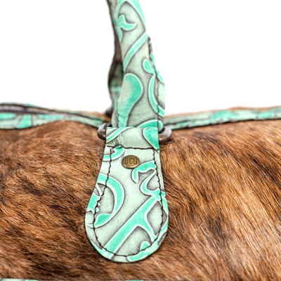 Duffel - Brindle w/ Mint Black Jack-Duffel-Western-Cowhide-Bags-Handmade-Products-Gifts-Dancing Cactus Designs