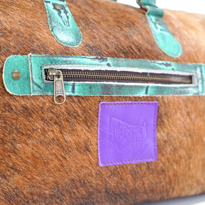Duffel - Brindle w/ Royston Skulls-Duffel-Western-Cowhide-Bags-Handmade-Products-Gifts-Dancing Cactus Designs