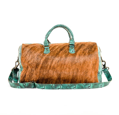 Duffel - Brindle w/ Royston Skulls-Duffel-Western-Cowhide-Bags-Handmade-Products-Gifts-Dancing Cactus Designs