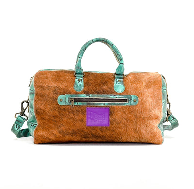 Duffel - Brindle w/ Royston Skulls-Duffel-Western-Cowhide-Bags-Handmade-Products-Gifts-Dancing Cactus Designs