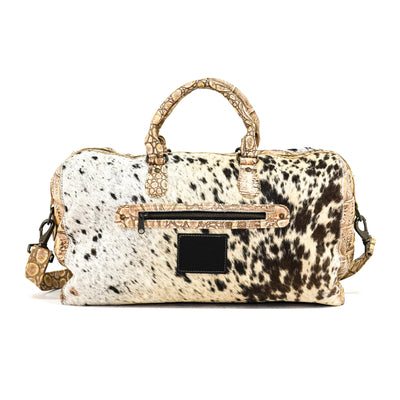 Duffel - Chocolate & White w/ Ivory Jumbo Croc-Duffel-Western-Cowhide-Bags-Handmade-Products-Gifts-Dancing Cactus Designs