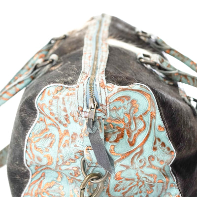 Duffel - Dark Brindle w/ Sierra Tool-Duffel-Western-Cowhide-Bags-Handmade-Products-Gifts-Dancing Cactus Designs