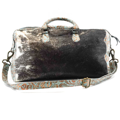 Duffel - Dark Brindle w/ Sierra Tool-Duffel-Western-Cowhide-Bags-Handmade-Products-Gifts-Dancing Cactus Designs