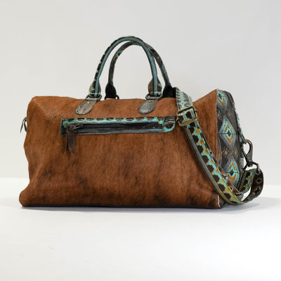 Duffel - Red Brindle w/ Midnight Navajo-Duffel-Western-Cowhide-Bags-Handmade-Products-Gifts-Dancing Cactus Designs