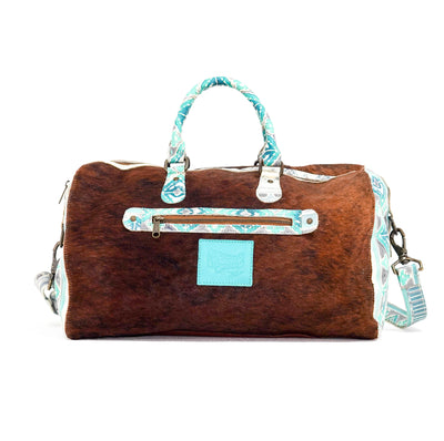Duffel - Red Brindle w/ Royston Navajo-Duffel-Western-Cowhide-Bags-Handmade-Products-Gifts-Dancing Cactus Designs